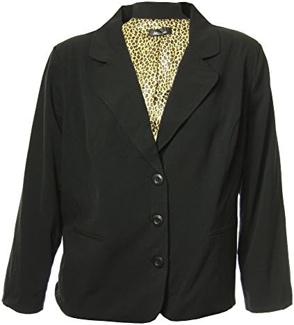 AGB Women's Plus Long Sleeve 3 Button Blazer Jacket 24w Black