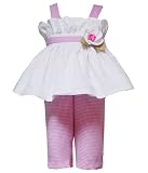 Rare Editions Baby/Infant Girls 3M-9M 2-Piece WHITE PINK CLIP DOT GINGHAM CAPRI PANTS Outfit/Set