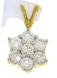 Pendentif + Chaîne Femme Pavage Or 375/1000 et Diamant Brillant 1.00 Carat I-I1 17mm*10mm Chaîne 40 CM Image du produit
