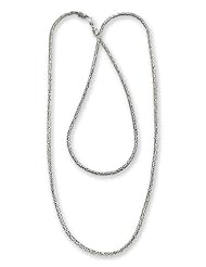 Sterling silver long chain necklace, Borobudur Collection I - Handmade Indonesian Sterling Silver Chain Necklace