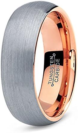 LuxyJewelry 7mm Tungsten Carbide 18K Rose Gold Plated Domed Brushed Wedding Band Men's Women Ring in Comfort Fit Finish Fit Size 5-16 Lifetime Guarantee Free Shipping (12)