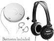 Sony Walkman Portable All-in-one Skip-Free CD Player / Digital FM Radio Tuner with Remote Control, Earbud Headphones, 40 preset FM stations, Digital Mega Bass Sound, AVLS & CD-R/RW Playback ** Batteries Included ** + Additional Studio Monitor Series Headphones