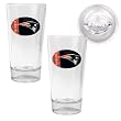 New England Patriots 2pc 16oz Pint Ale Glass Set with Football Bottom - Oval Logo NFL Football
