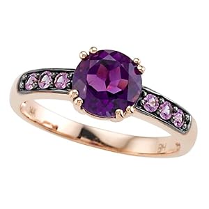 1.69 cttw Genuine Amethyst Ring by Effy CollectionŽ in 14k Rose Gold Size 6.5 by