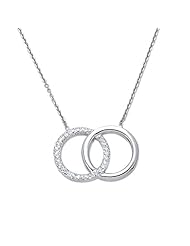 14K Real White Gold Diamond Cut Open Circle of Life Charm Necklace 18"