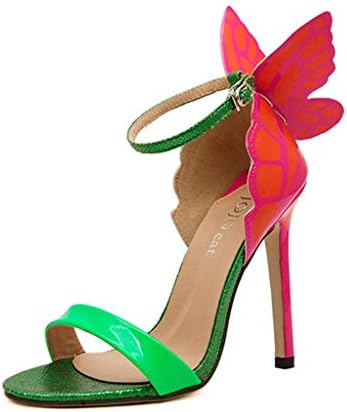 Hee Grand Women Butterfly High Heel Sandals US 5.5 Green