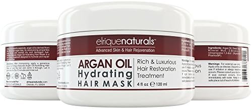 Argan Oil Hair Mask - Restorative Hair Mask Moisturizes, Revives And Nourishes Dry And Damaged hair. Infused With Argan Oil And Dead Sea Mud And Minerals. Penetrates The Hair Shaft To Reconstruct, Rebuild Strength, And Restore Elasticity. Delivers Superior Results For All Hair Types, Fine Brittle Hair, Damaged And Over-Processed Hair. Elrique Naturals Argan Oil Hydrating Hair Mask 4 OZ 100% Gold-Standard Money Back Guarantee!