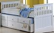 Captains Bed Twin with Twin Trundle and Drawers in White