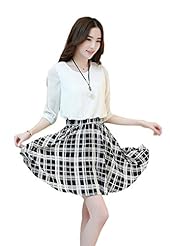 Chiffon Summer Plaid Print  Dress