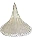 Fenghuavip Cathedral Wedding Veils for Bride 1 Tier Full Lace Edge with Comb, White, 3 meters=9.8 ft