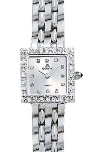 Euro Geneve 14K White Gold Ladies' Diamond Square Watch #47522