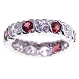 Cubic Zirconia: 14K Garnet Eternity with Signty Cubic Zirconia Ring
