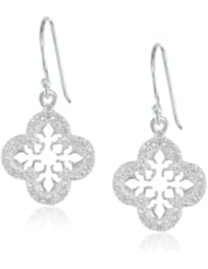 Sterling Silver Cubic Zirconia Open Flower Drop Earrings
