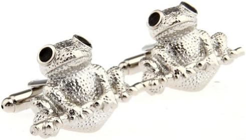 Silver Color Metal Frog Cufflinks