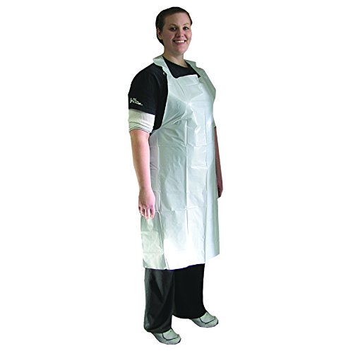 AmmexPoly Apron, Self tie, 1.75 mil, 28" x 46", 50 count/box; 4 boxes/case, White, Case of 200