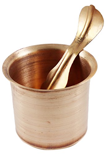 RoyaltyLane Hindu Pooja Lota and Spoon (Achman) Set - Handmade Pure Copper Cup - 2.3