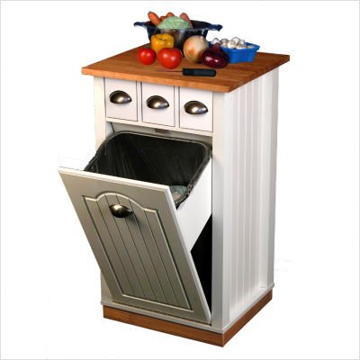 Beadboard Butcher Block Bin with Pantry