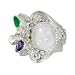 Sterling Silver, Aquamarine, Emerald and Iolite Ring by Sajen