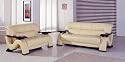 Modern Furniture Beige Leather Sofa Loveseat Living Room Set