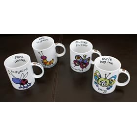 Bang On The Door boxed set of 4 Kids Decorated Mugs