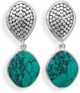 Oxidized Reconstituted Turquoise Clip-On Earrings