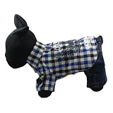 Alfie Couture Designer Pet Apparel - Hal Flannel Shirt with Jeans Bottom - Color: Blue, Size: XS