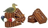 Lemax Plymouth Corners Village Collection 3-Piece Wooden Lobster Pots #14636