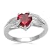 Sterling Silver Heart Created Ruby and Diamond Rin