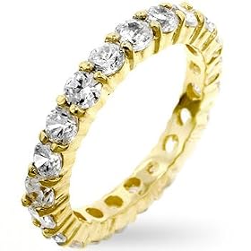 WOMEN'S RINGS STERLING SILVER and VERMEIL W CLEAR CZ - Mini Jessica ETERNITY Band
