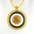 Round Murano Glass Pendant - Lucia White/Brown