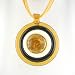 Round Murano Glass Pendant - Lucia White/Brown