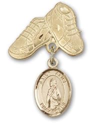 Gold Filled Baby Badge with St. Alice Charm and Baby Boots Pin