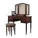 Bobkona St. Croix Collection Vanity Set with Stool, Cherry