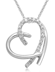 Sterling Silver Diamond Slider Heart Pendant Necklace (0.03 cttw, I-J Color, I3 Clarity), 18"
