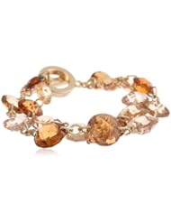 Anne Klein "Loretto" Gold-Tone Brown Round Toggle Bracelet, 7.25"