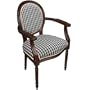 123 Creations C694AC Gingham in Black Fabric Upholstered Armchair in Brown Hardwood