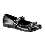 Womens Gothic Shoes Ballet Flats With Buckles O Rings Black Shoes