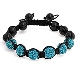 Bling Jewelry Turquoise Color Blue Swarovksi Crystal Bead Unisex Macrame Bracelet 10mm