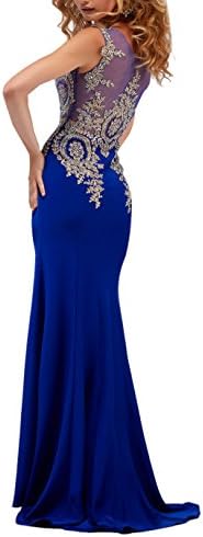 XiaoBLM New 2016 Applique Beaded Sheath Chiffon Evening Dresses Prom Gown US10