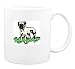 Mug with bulldog, standing, dog, yellow, field