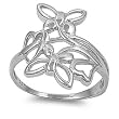 Sterling Silver Ring - Butterflies - Face Height: 23 mm - Band Width: 3 mm - Size: 5-9