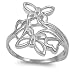 Sterling Silver Ring - Butterflies - Face Height: 23 mm - Band Width: 3 mm - Size: 5-9