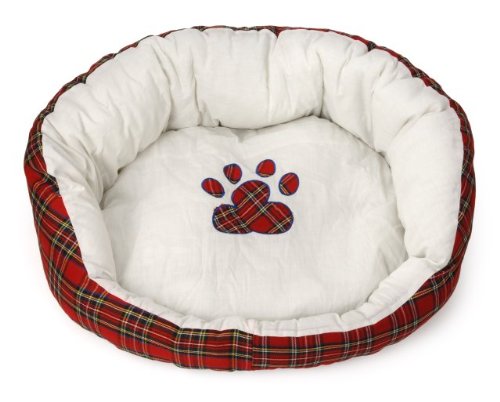 Holiday Paw Print pet Dog Bed 26 inch