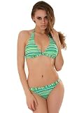 Halter Bikini Swimsuit Multi colored strips Jr. XL