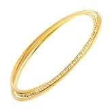 Matte Vermeil 3 Stack Bangles Set with CZ Diamonds