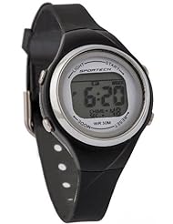 Sportech Womens SP10703 - Sport Watch - Black Thin Band Water Resistant Swim