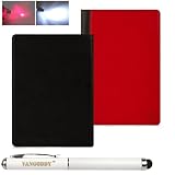 Quality Book Style, Red on Black Vangoddy Brand Mary Collection Leather -ette Portfolio Cover Cases for All Models of the Pandigital SuperNova 8-inch Tablet Computer + Vangoddy Brand Stylus Pen with Laser Pointer and LED Light