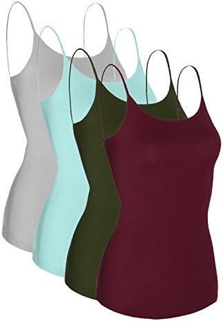 Mabssi Women's Comfort Camisole Cami Tank Top 4 Pack, Medium