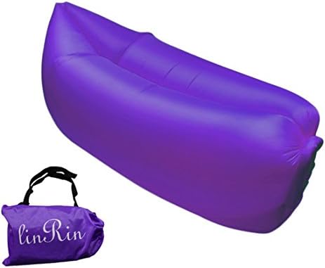 LinRin Outdoor Inflatable Lounger Nylon Fabric Beach Lounger Convenient Compression Air Bag Hangout Bean Bag Portable Dream Chair (purple)