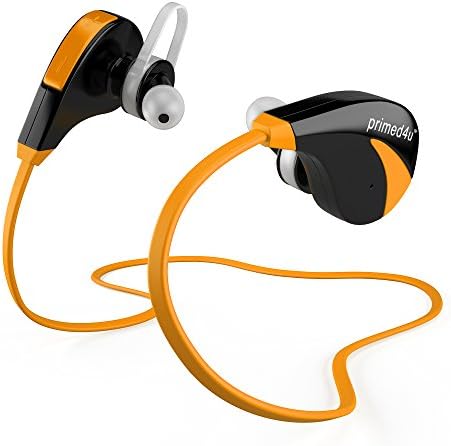 Bluetooth Headphones, Primed4U® Bluetooth Earbuds V5.1 [Orange &amp; Black] Wireless Headset [AptX Stereo] Noise Cancelling Headphones with Microphone